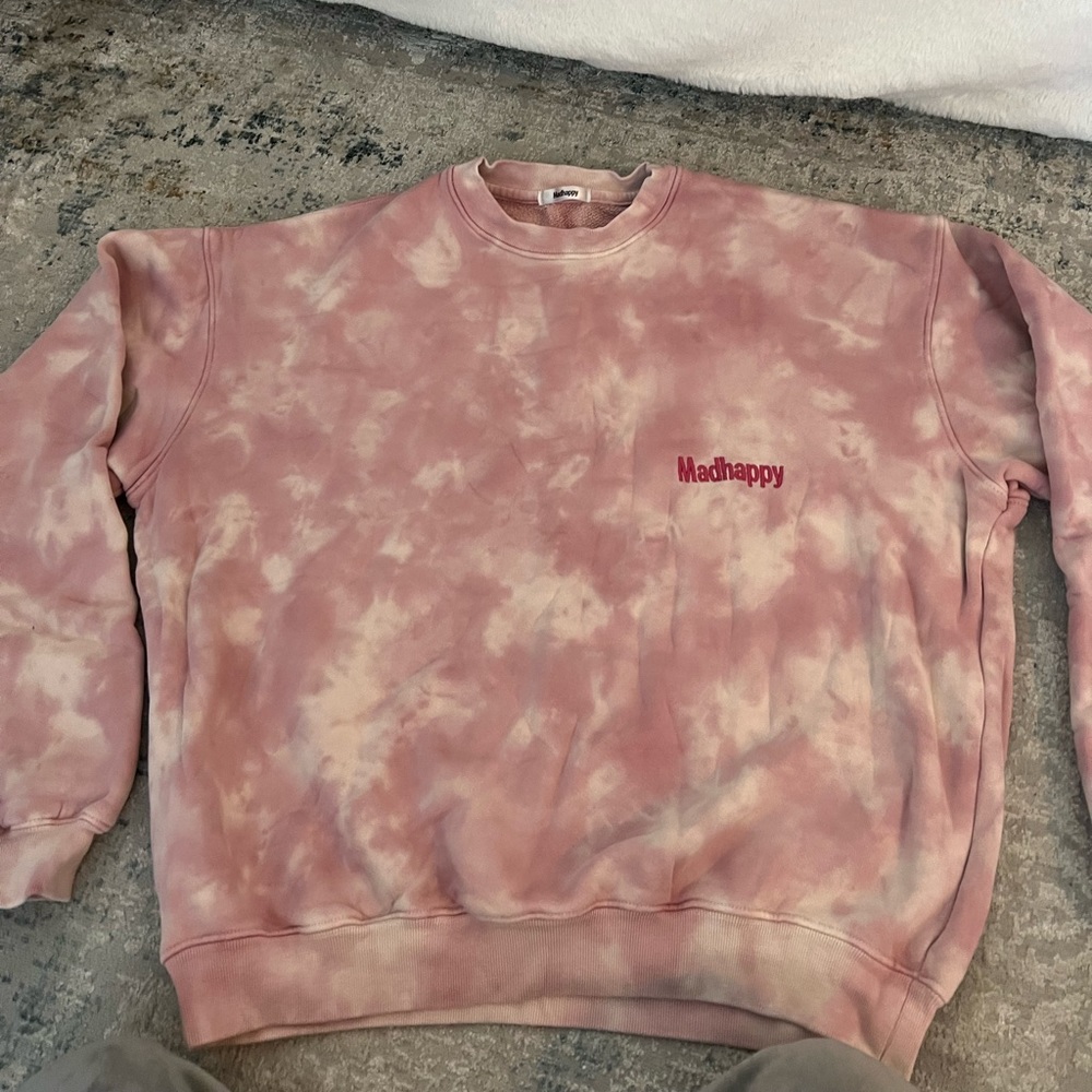 MADHAPPY 	HAZE TIE-DYE HERITAGE CREWNECK - BLUSH (M)